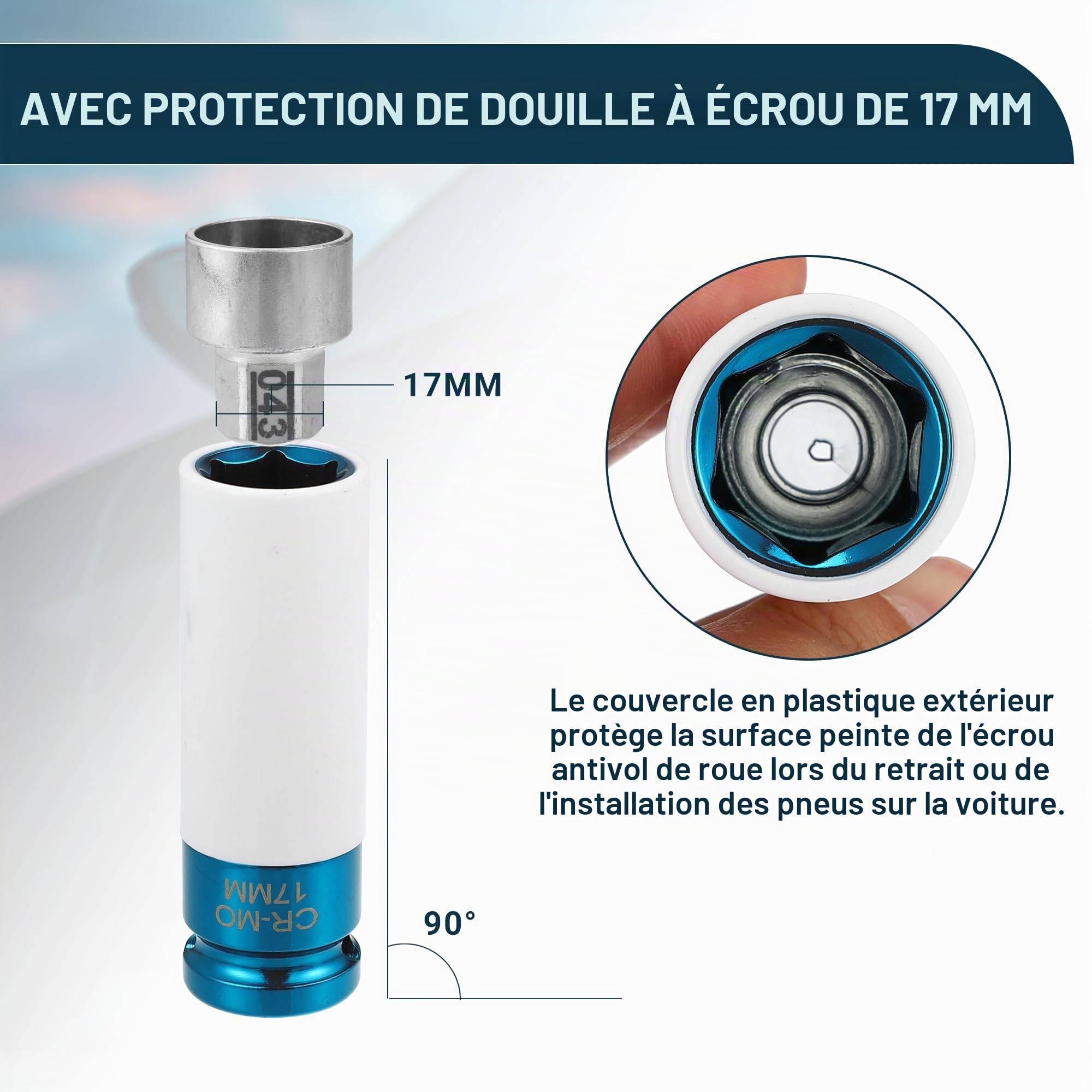 QUARKZMAN Écrou Antivol De Roue Type 041 Pour BMW X1 1 Set Métal | Pour BMW Série 2, Série 7, X3, X5, X6, Z4, Blanc, Blue, Métal, 28.5x36.4mm, Résistant À L'Usure, Durable, Anti-Rouille