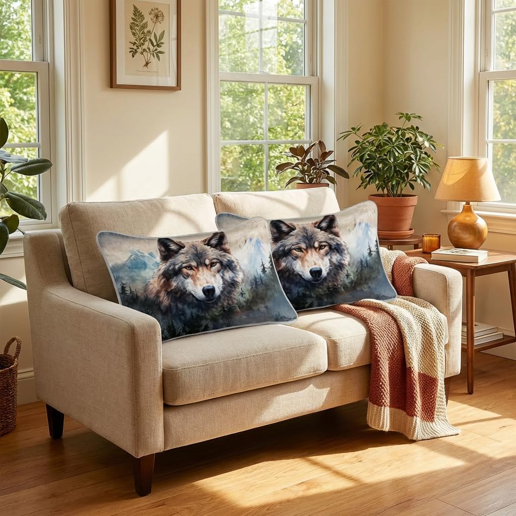 AILONEN Wolf Quilt Bedding Sets Queen Size, Boys Safari Wolf Quilt Set Printed - 3 Pieces,Timberwolves Bedspread Coverlet Set Soft Microfiber Quilt & 2 Pillowcases