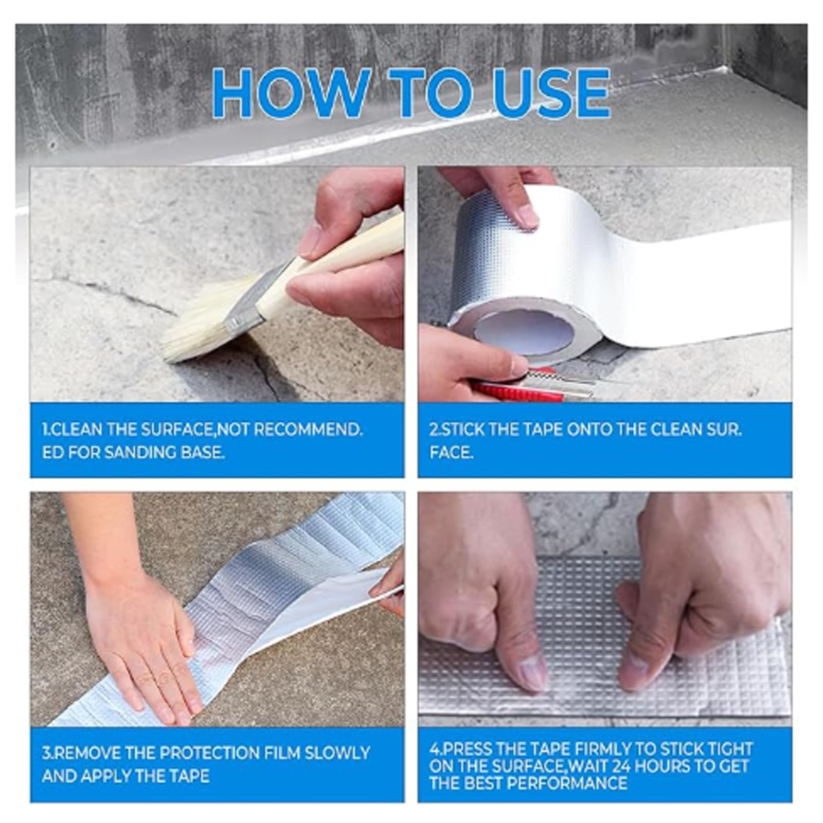 Cinta Adhesiva Impermeable Cinta de Butilo Autoadhesiva Sellador Impermeable para Reparación de Fugas de Agua para Fugas en Techo/Espacio enAlféizar de Ventana/Tubería （Color: Plata）