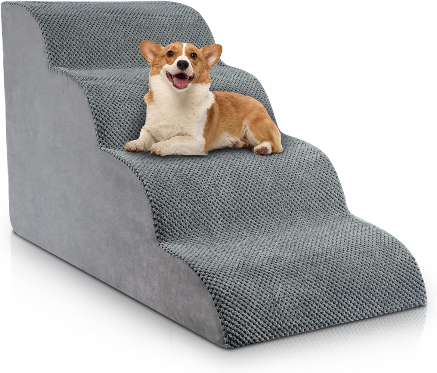 Chic Threads Dog Stairs for High Beds, 4Step Dog Steps
