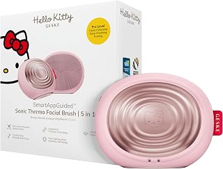 GESKE x Hello Kitty | Termiczna szczoteczka do twarzy SmartAppGuided™ | 5 w 1 | Oczyszczanie skóry | Szczotka do czyszczenia z funkcją grzania | Masażer do twarzy | Urządzenie do oczyszczania twarzy