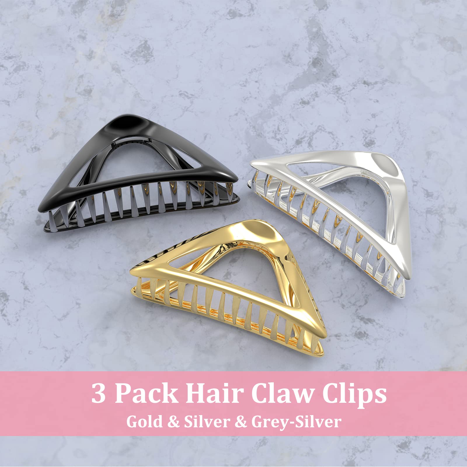 Large Metal Hair Claw Clips 3 Pack Non Slip Thick Hair Accessories Gift 3 PCS Metal Large Hair Claw Clips for Thick Heavy Hair Big  main image 3