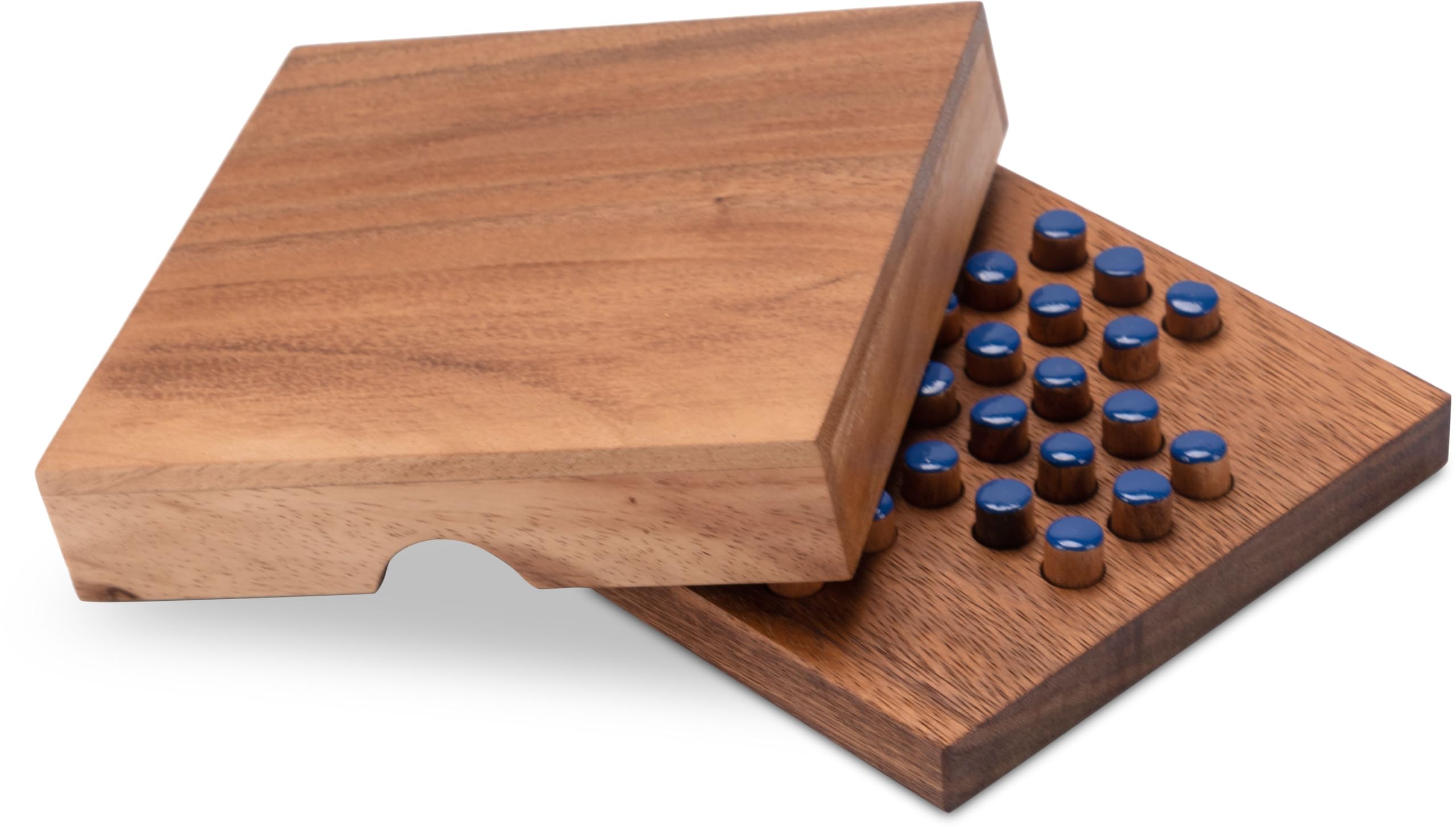 LOGOPLAY Solitaire Size L - Solitaire - Plug-In Game - Puzzle Game - Patience Game - Logic Game Made of Wood - Blue Plugs - Image 2