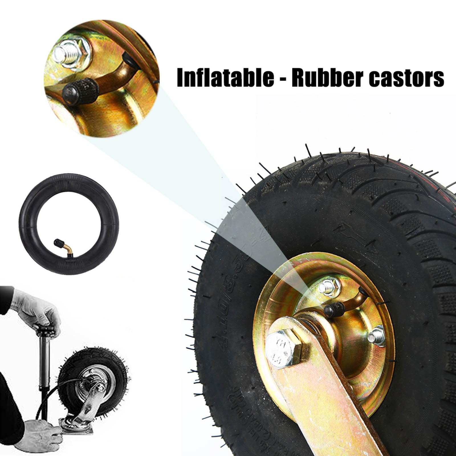 Ruedas giratorias, Paquete de 2, Ruedas Resistentes de 6", 8" y 10", Ruedas giratorias, Ruedas neumáticas con Tornillos, Ruedas silenciosas, Ruedas fijas, Ruedas de Transporte, par