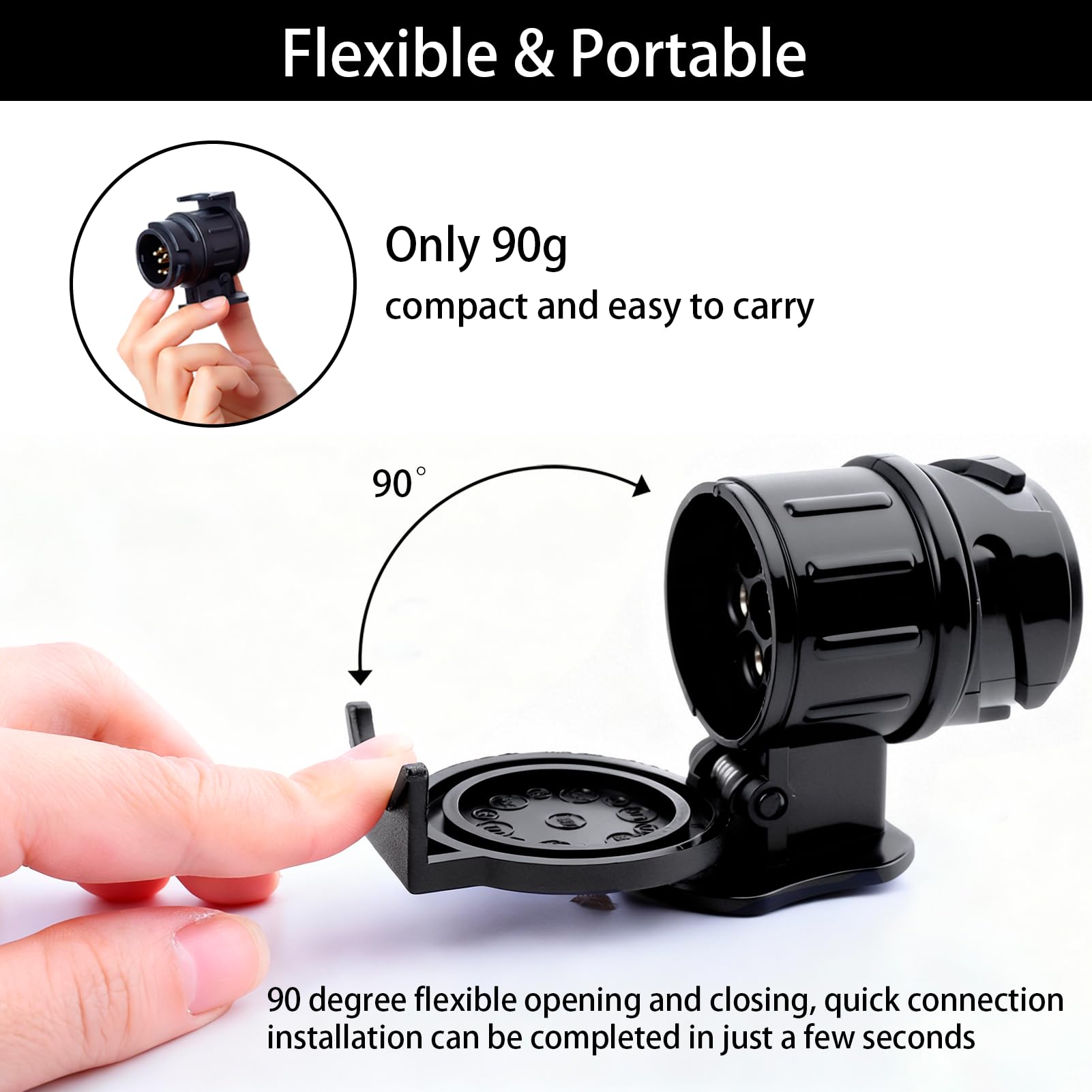 13 Pin to 7 Pin Towing Adaptor, Heavy Duty Waterproof Trailer Plug Converter, Universal 13 Pin Trailer Plug Socket Adaptor for Car Caravan Camper Van, Truck Trailer Durable 12V Connector Black — view 4