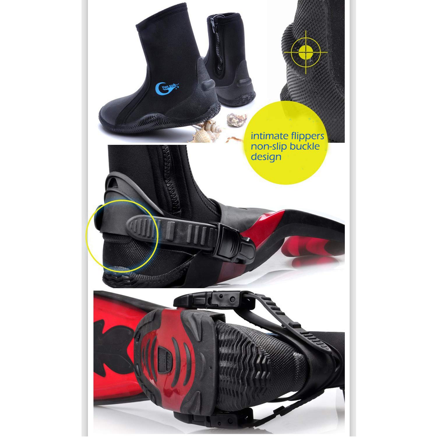 Botas de buceo de neopreno de 5 mm, zapatos de buceo, antideslizantes, zapatos de buceo, botas de esnórquel, calcetines de agua, botines para surf, deportes acuáticos