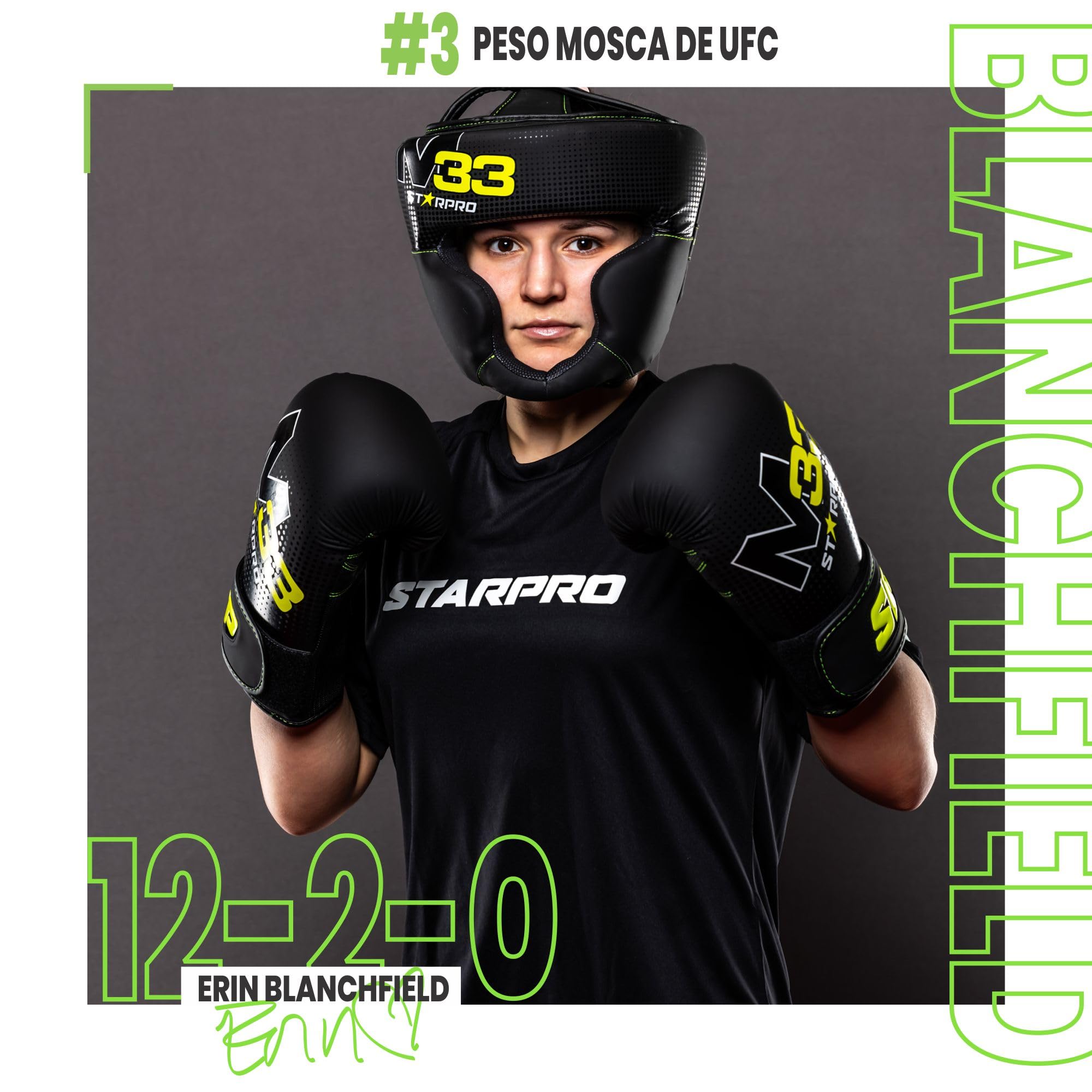 Starpro M33 Casco Boxeo de Cuero sintético Mate - Protección para la Cabeza y Las mejillas para Sparring en Boxeo Muay Thai Kickboxing Entrenamiento y peleas - Hombres y Mujeres - Negro y Verde