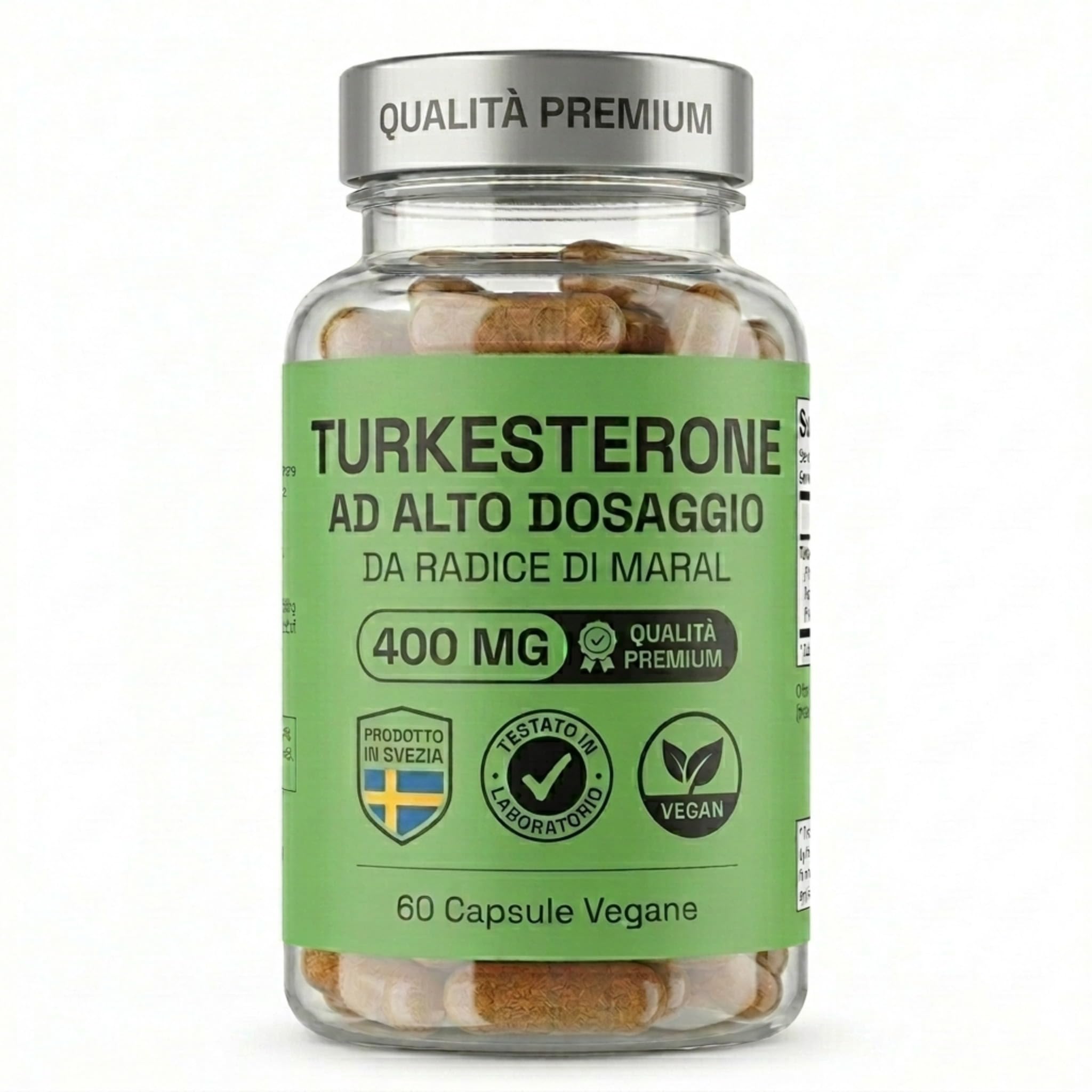 NOOP Turkesterone 400 mg, Integratore Testosterone Uomo, Booster Massa Muscolare e Forza – Radice di Maral, Vegano, Prodotto in Svezia – 60 Capsule