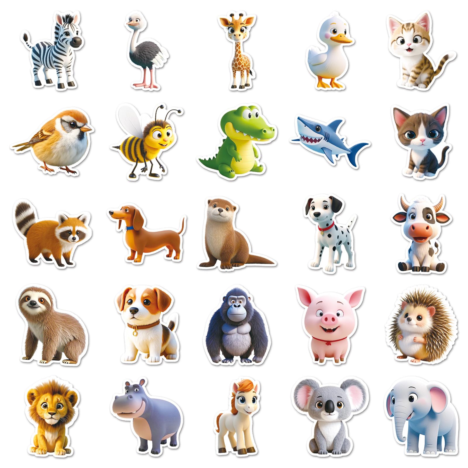 50PCS Cute 3D Animal Stickers for Adults Kids Teens,Kawaii Waterproof Decals for Water Bottles Computer Laptop Luggage Skateboard Guitar Phone Scrapbook Bike Car Helmet Refrigerator - Image 3