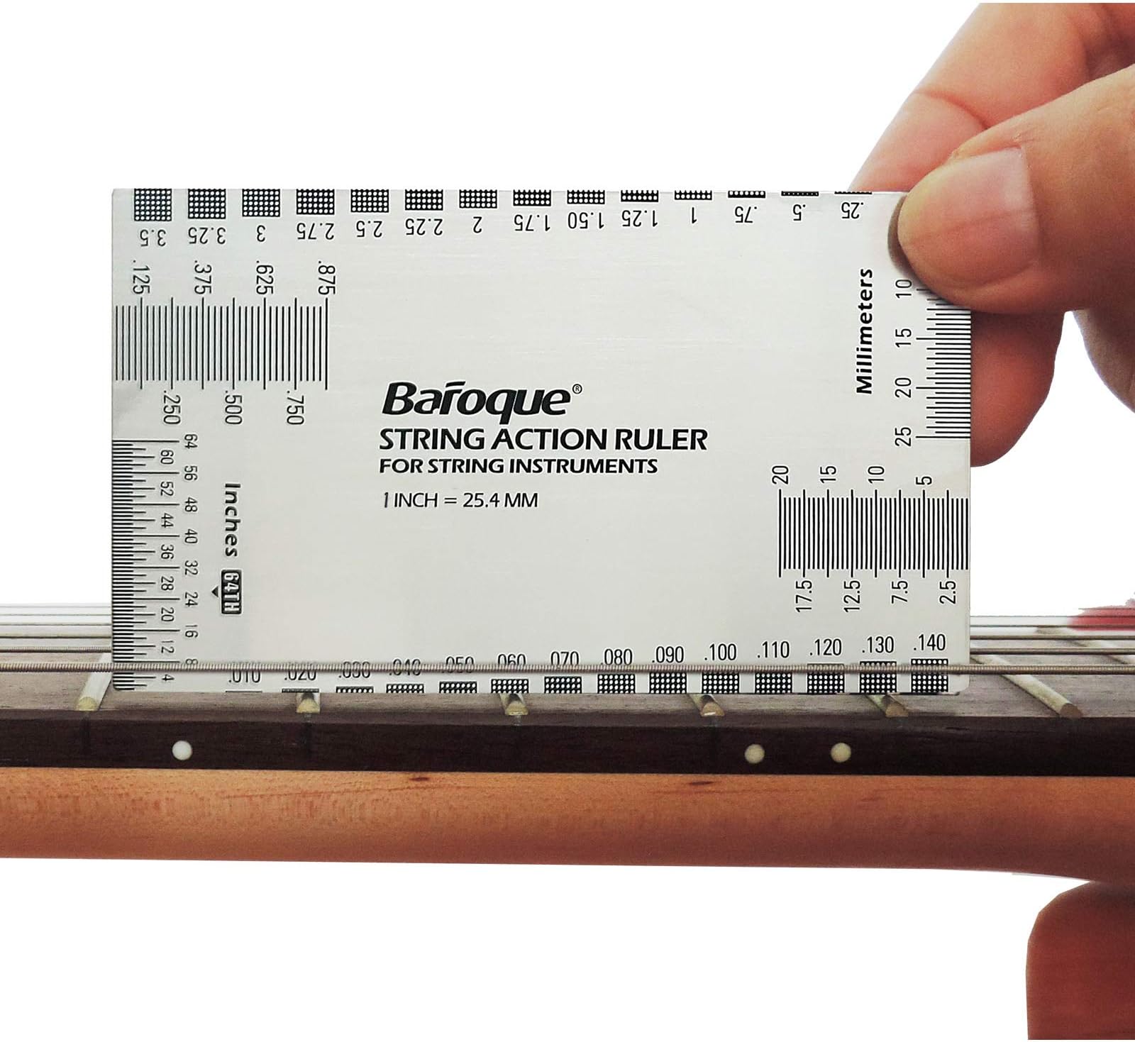 Baroque String Action Gauge Precise Guitar Ruler Set Up Tool Kit for Electric Bass and Acoustic Guitar