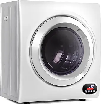 Portable Clothes Dryer Laundry Compact Dryers Machine 3.5 cu.ft 1500W Mini Dryer with LED Screen with with Exhaust Pipe for Apartment Size,Dorms,White