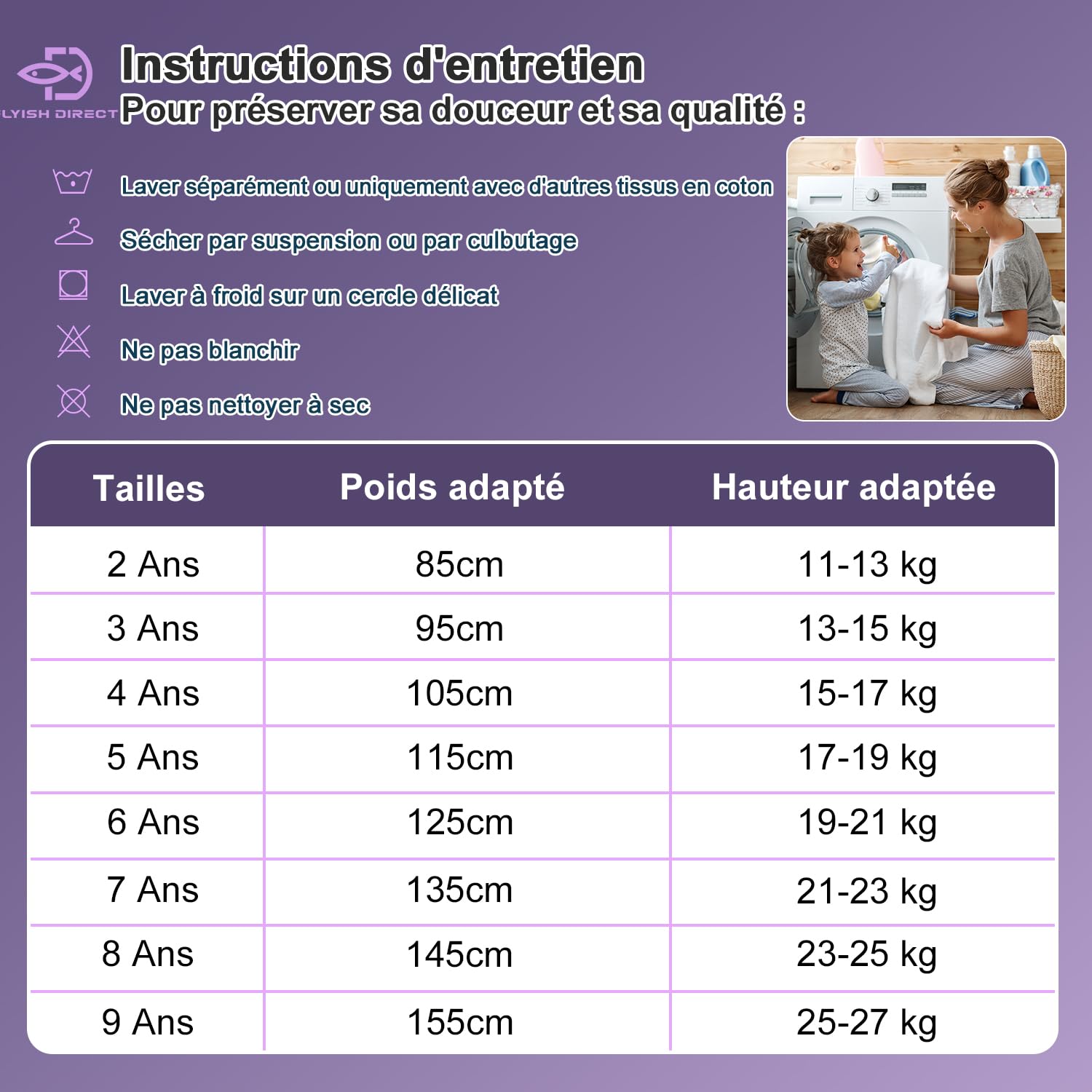 FLYISH DIRECT Culottes d'apprentissage pour Filles et Garçons 100% coton, Absorbantes Culottes Enfant Apprentissage, Anti-fuite, Réutilisables, Lot de 10, Rose Violet, 2 ans