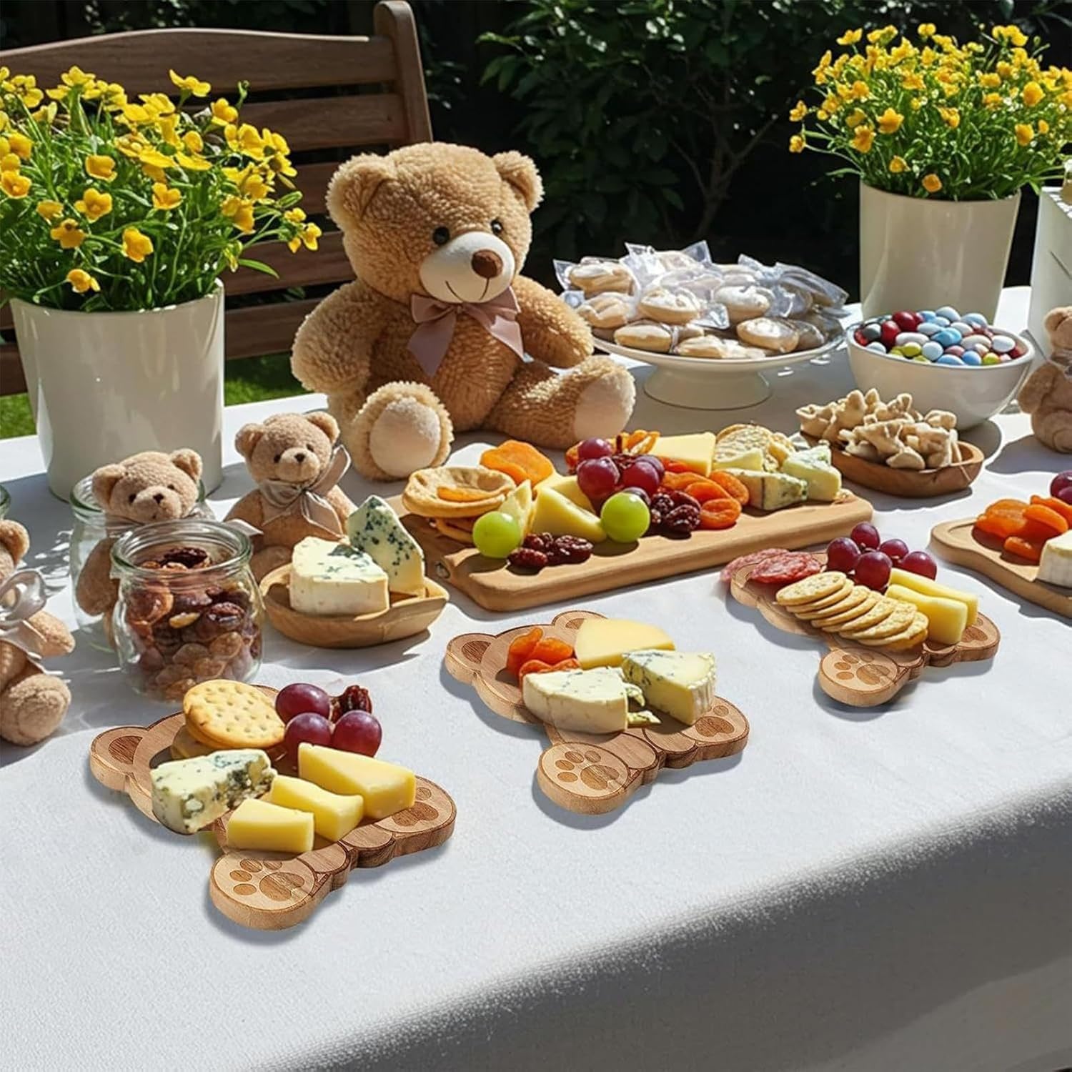 Juego de tabla de queso de madera de acacia con cuchillo de queso y tenedor, tabla de madera para queso, salchichas, frutas y aperitivos, set de regalo para brunch, picnic y celebraciones