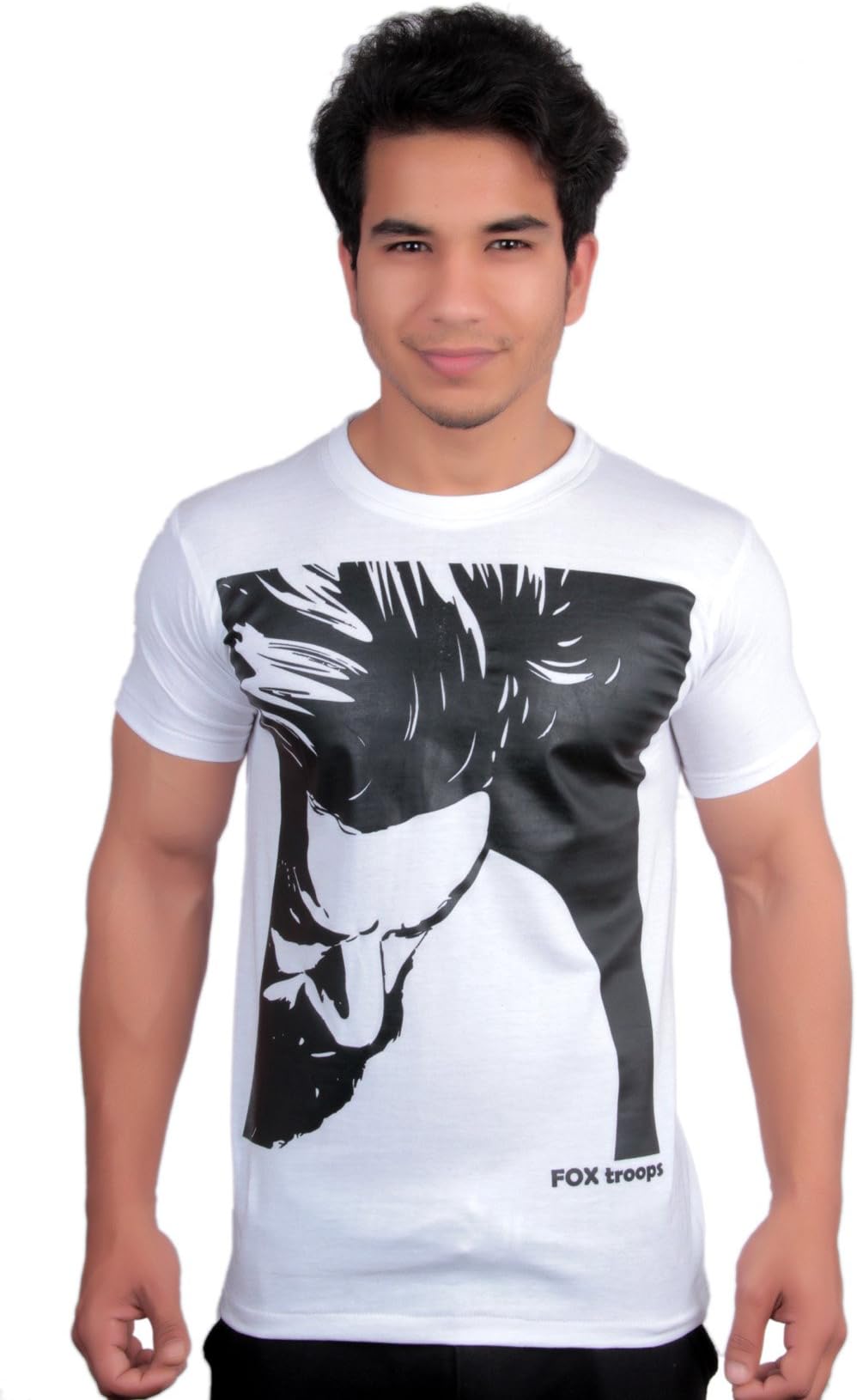 Graphic Print, Printed Men's Round Neck White T-Shirt