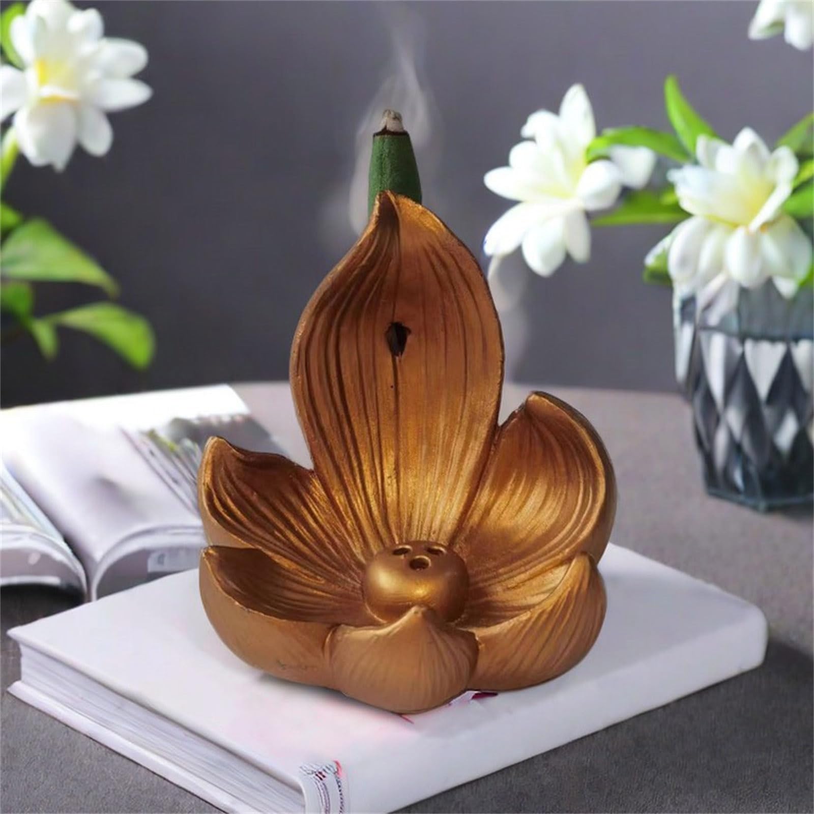 Aromatherapie-Brenner, Harz Schneiden Wasserfall Rückfluss Raschsen Aromatherapien Ornament Büro Dekorationen(White)