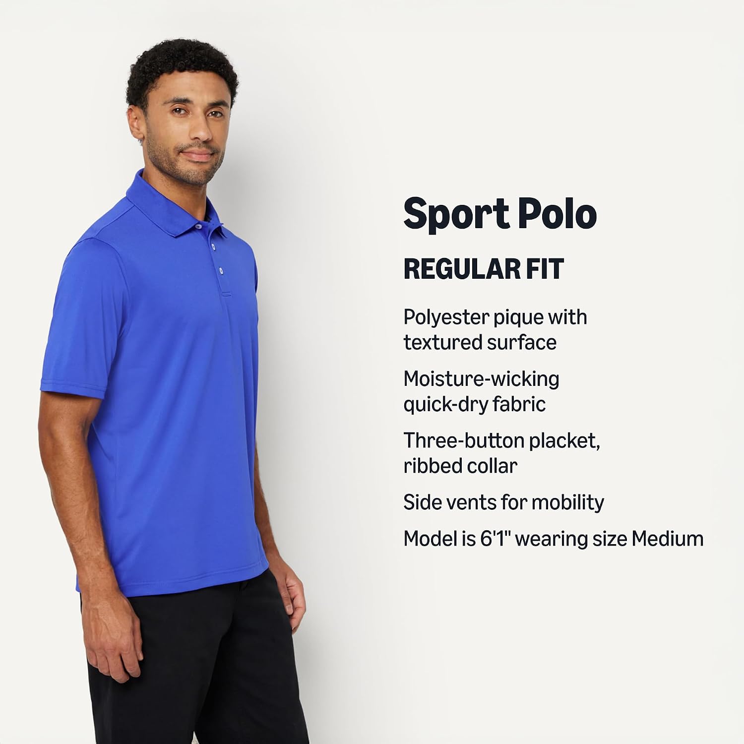 Amazon Essentials Men's Regular Fit Golf Polo Shirt, Moisture-Wicking Quick Dry, Recycled Polyester, Short Sleeve