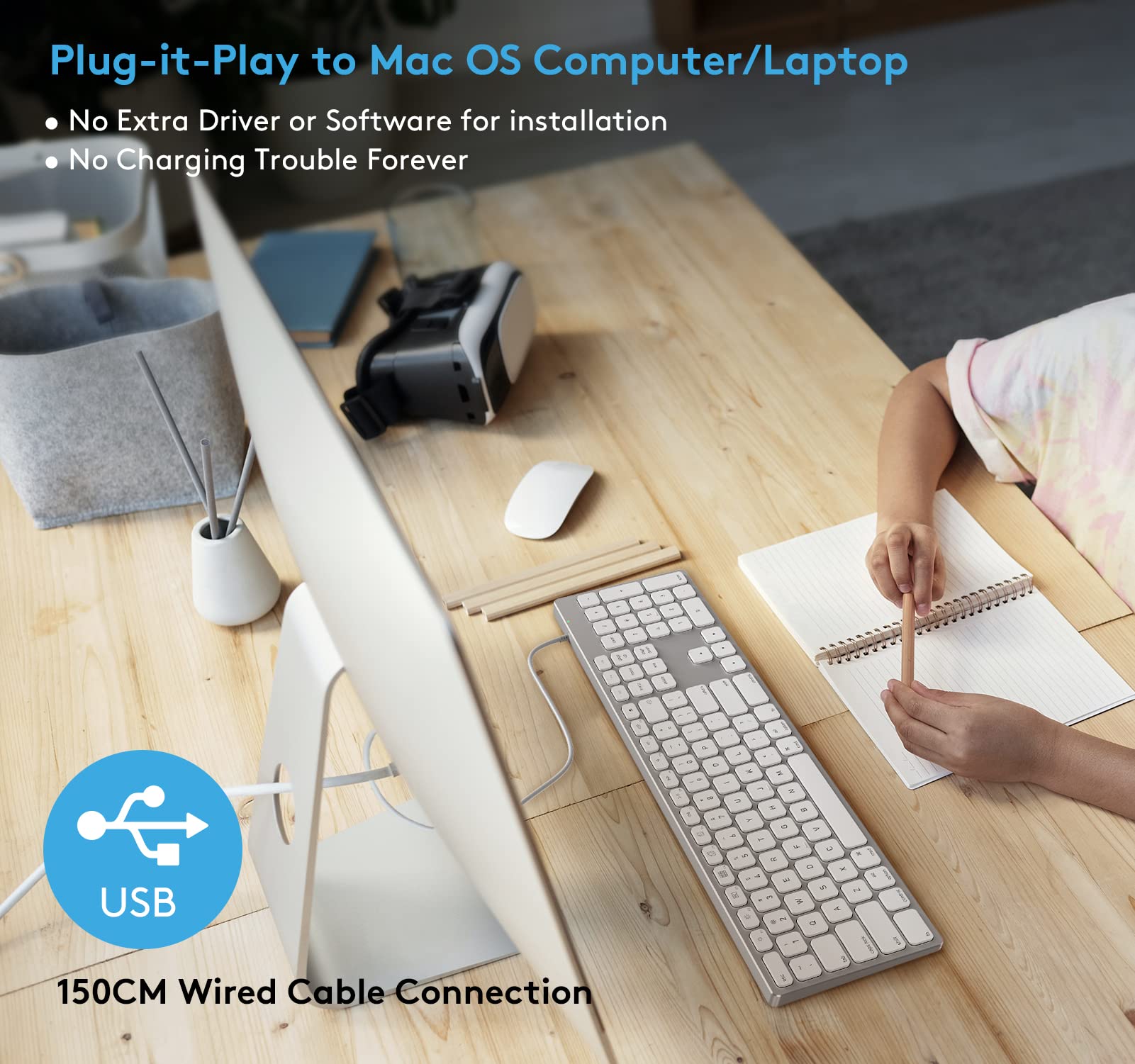 Amazon | Apple Mac OS用オールアルミニウム有線キーボード、USB-A+C