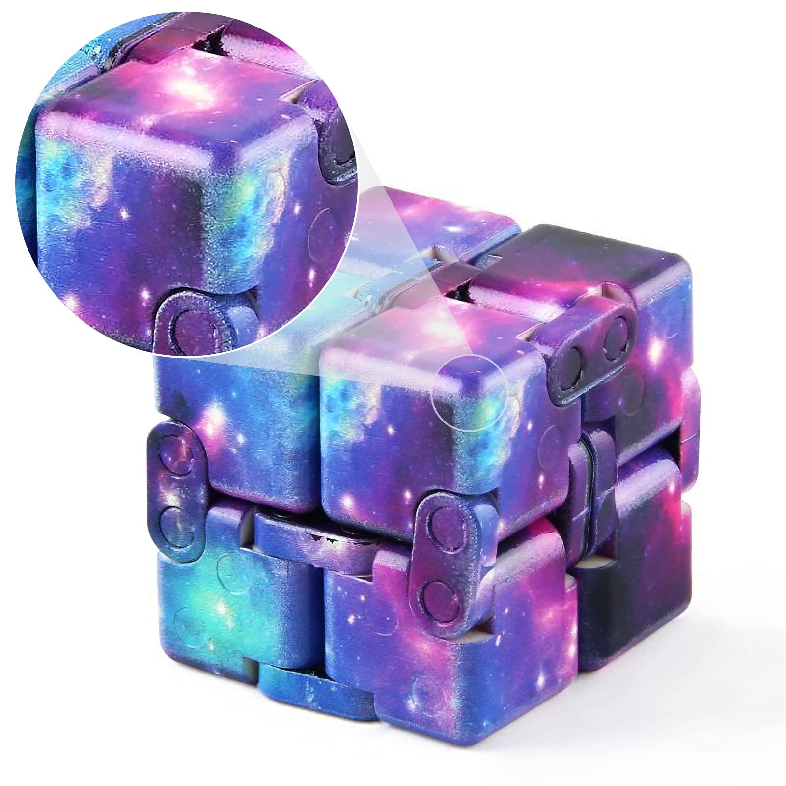 MagicEB Infinity Cube Fidget Toy, Stress and Anxiety Relief Cool Hand Mini Killing Time for Adults, Fidget Blocks Preschool Toys for Kids and ADDADHDOCD,Starry Sky, Small
