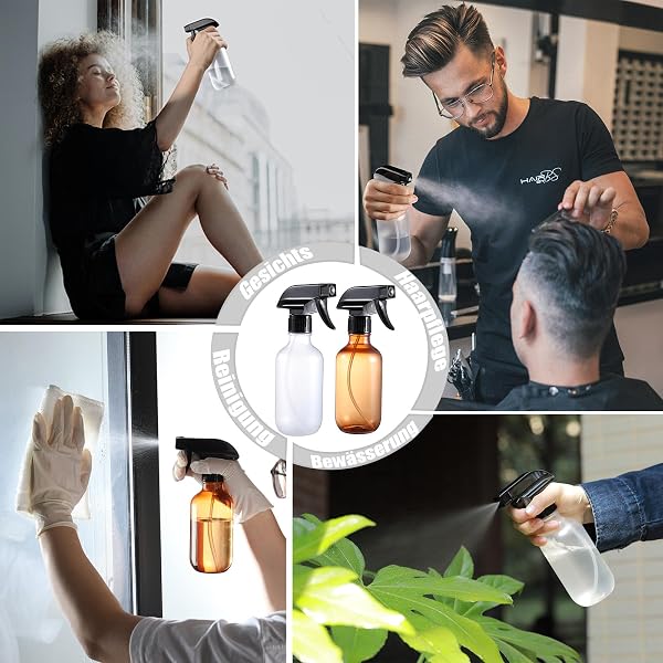 GearTrust Matt Klar 2 Stk Sprühflasche Pflanzen Zerstäuber Sprühflasche Haare Wassersprühflasche 300 ml, Kunststoff Leere Sprühflaschen zum Befüllen mit Verstellbare Sprühkopf für Garten, Haustier - 5