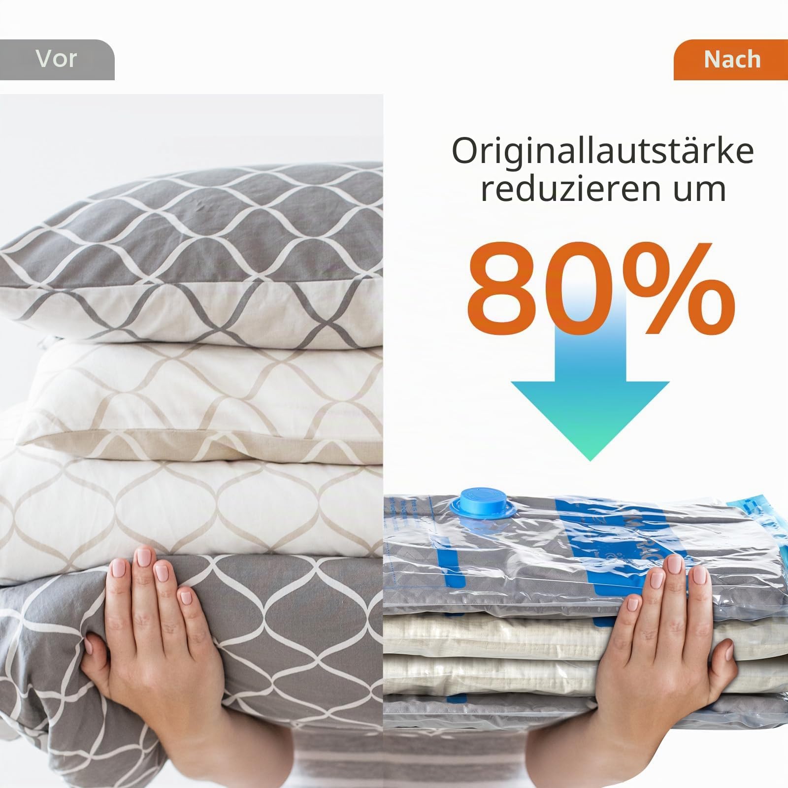MONVANE Vakuumbeutel für Kleidung mit kabellose elektrischer Pumpe, Vakuum Bags 12 Stück（3*60*80cm + 3*50*70cm + 3*40*60cm + 3*30*50cm)— Vakuumbeutel für Reisen, Bettdecken, Decken, Kissen, Bettwäsche