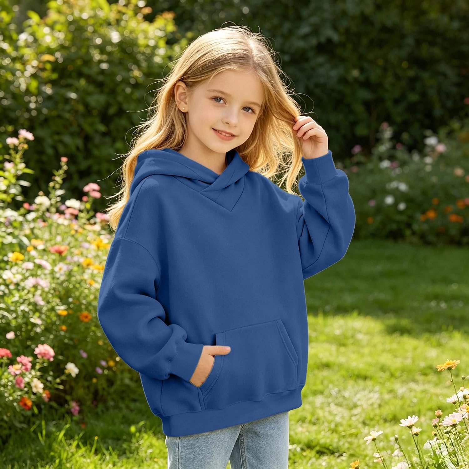 Teens Boys Girls Sweatshirt Fleece Solid Fall Pullover Hoodie
