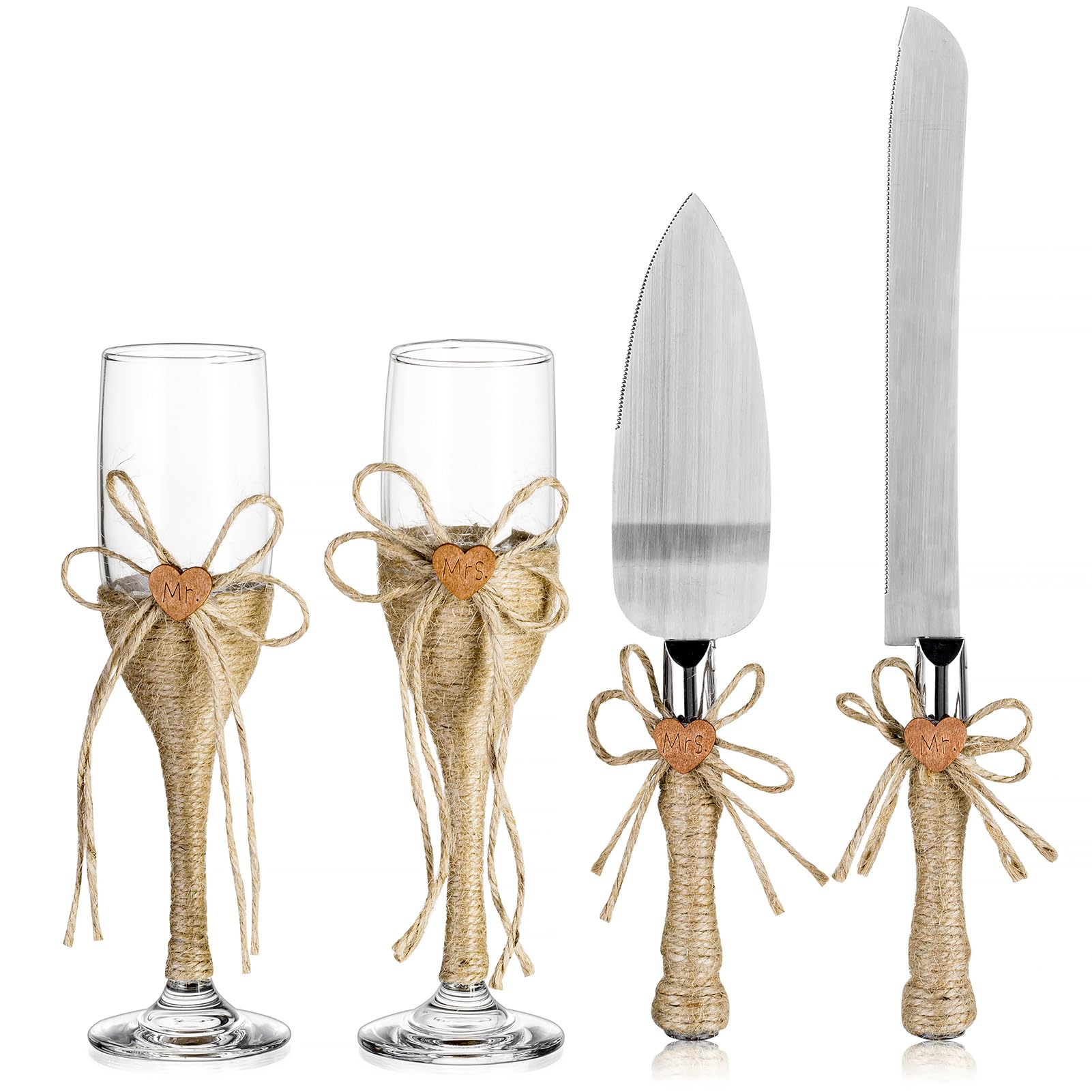 Nuptio Boda Regalos Copas Champan: Champagne Tartas Cortador Mr Mrs Grabado Cordel de Arpillera Caja Madera Aniversario Novios Pareja Personalizadas Cristal Padres Vasos