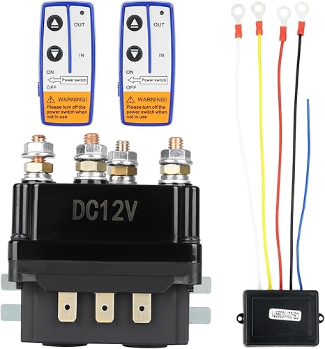 Youxmoto Contactor de relé solenoide de cabrestante de 12 V 250 A + kit de control remoto de 2 piezas, universal para ATV UTV Truckapto para