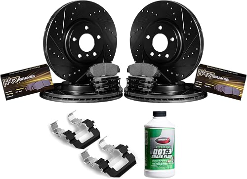 Hart Brakes Kit de frenos y rotores delanteros traseros | Pastillas de freno delanteras y traseras | Rotores y pastillas de freno | Pastillas de
