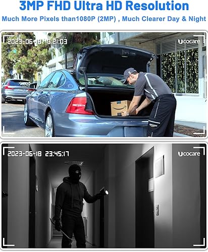 Miniatura 2 de UCOCARE Timbre de puerta inalámbrico FHD de 3 MP, timbre de video WiFi preinstalado, tarjeta SD de 64 GB, sin tarifas mensuales, detección de IA,