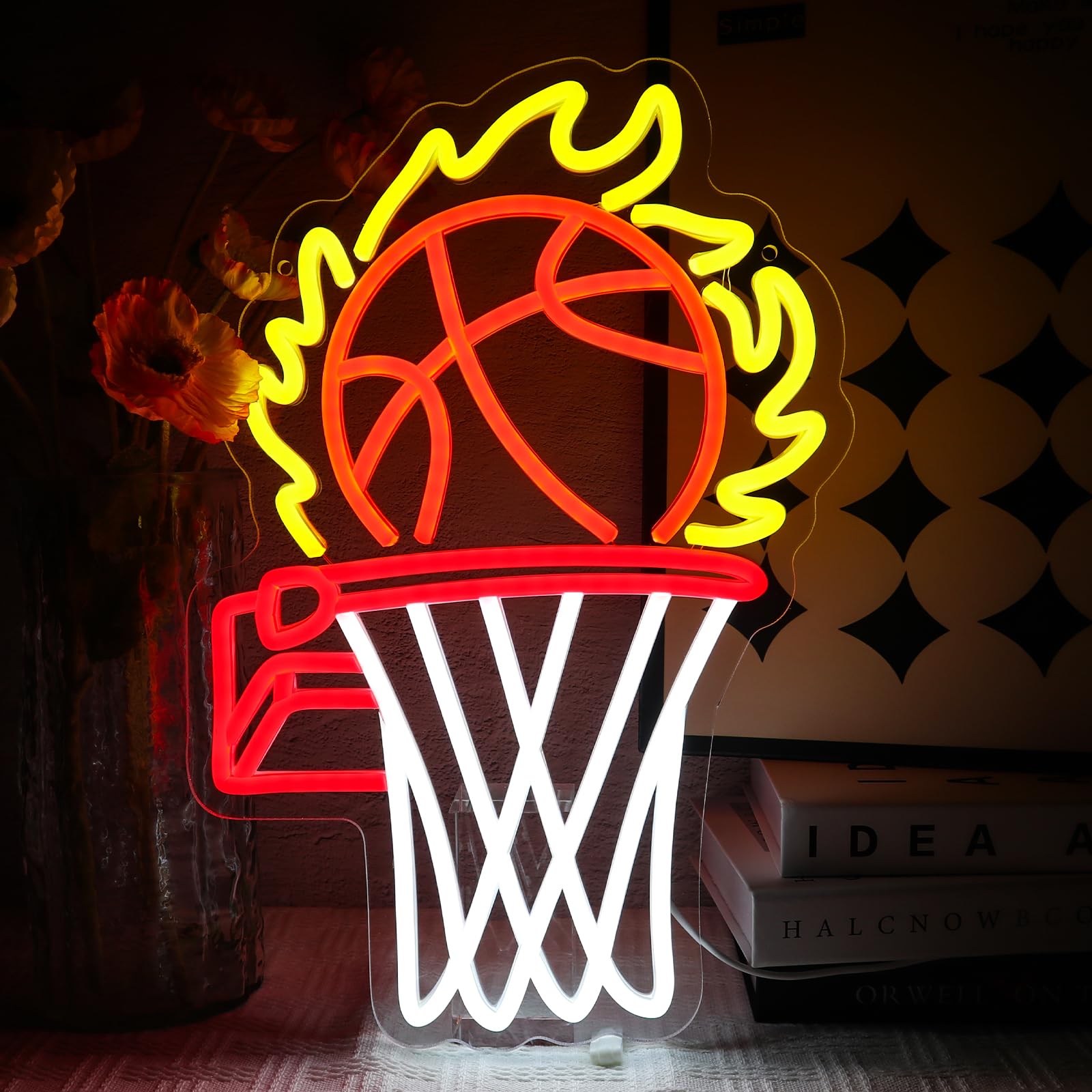 OYCGZV Basketball Neon Sign for Wall Decor, Sport Neon Light, Dimmable USB Led Sign for Bedroom Game Zone Home Gym Sport Bar Party Man Cave Pub, Gift for Teen Man Friends