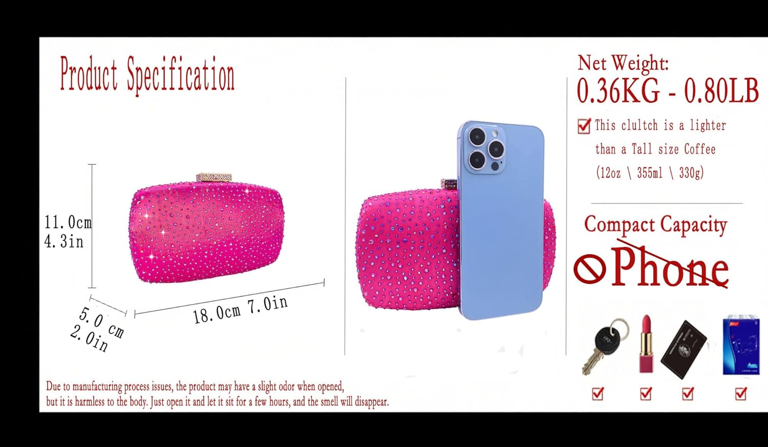 Boutique De FGG Women's Crystal Clutch Evening Bag Bride Handbags for Wedding Party Diamond Rhinestone Clutch Purse,Mini,Mini - Image 3