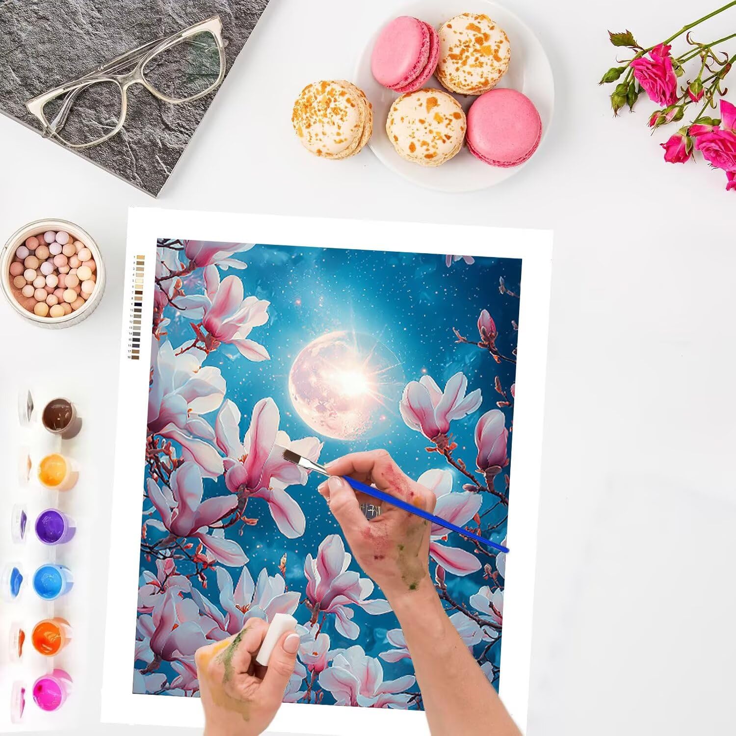 WEISHIWE Dipingere con i Numeri Adulti Orchidea lunare, 80x100cm s-1110
