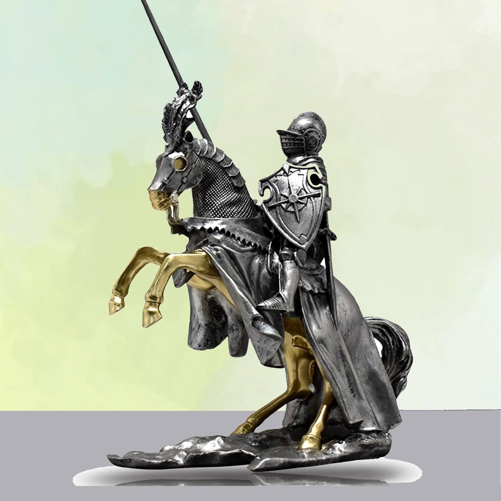 Figurka wojownika z brązu z brązu z żywicy, 34 cm, kolekcja, legendarna średniowieczna rzeźba rycerza, szermierz, strażnik, wojownik, figurka artystyczna, kolekcja prezentów do domu, biura