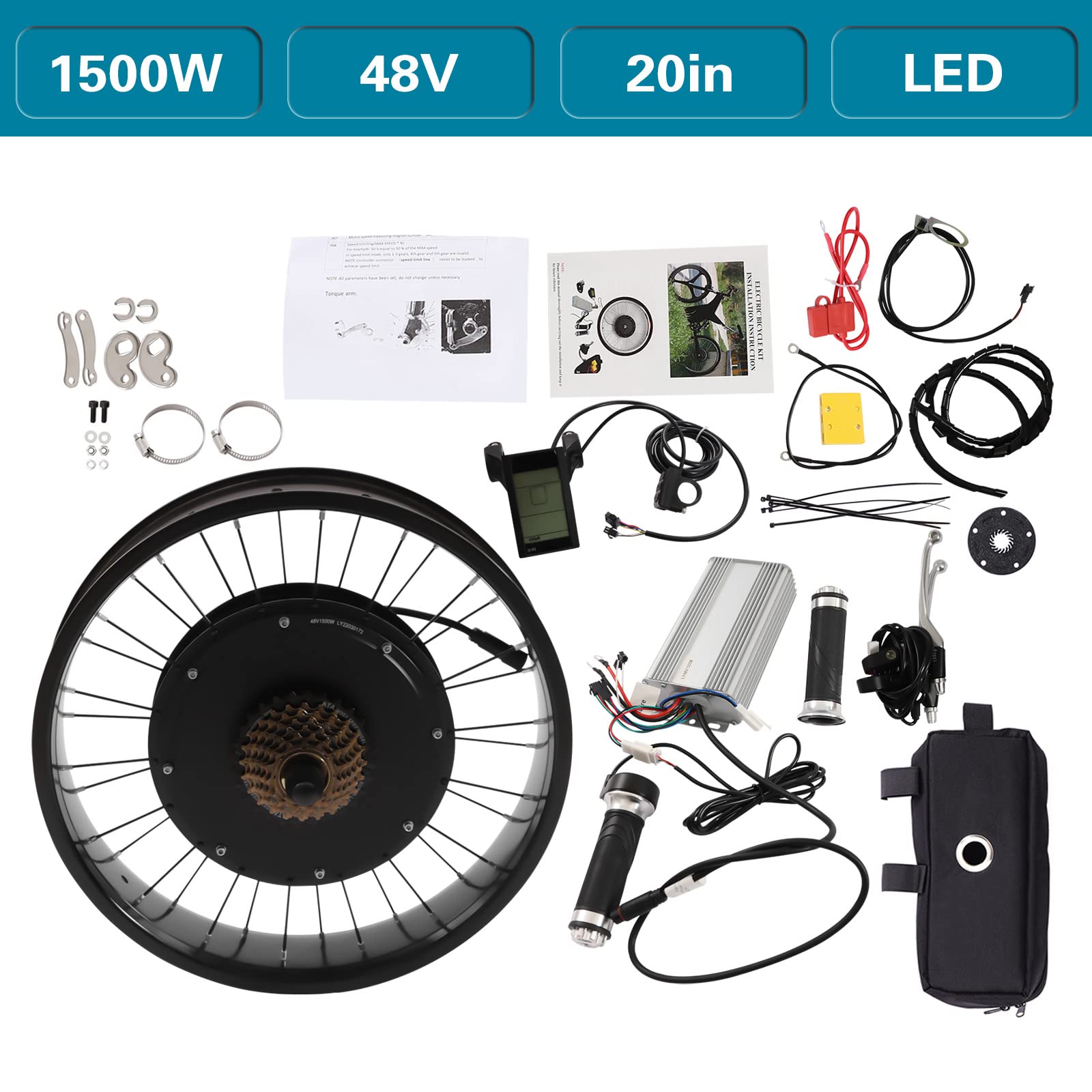 20 Zoll E-Bike Umbausatz 48V 1500 Watt Rear Hinterrad(außer Batterie)