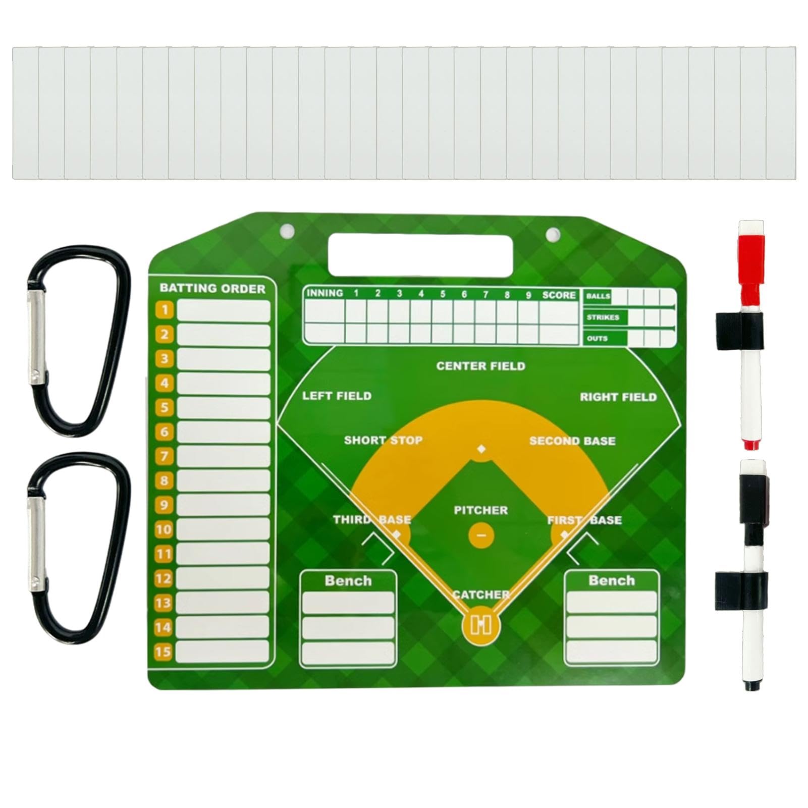 Schede - Lavagna magnetica cancellabile a secco, robusta bacheca da baseball, carte da baseball riutilizzabili per giochi di baseball, allenatori