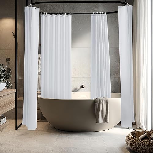 Miniatura 5 de Biscaynebay Paquete de 4 forros de cortina de ducha de tela de calidad de hotel de 72 x 72 pulgadas, cortinas de baño blancas resistentes al agua,