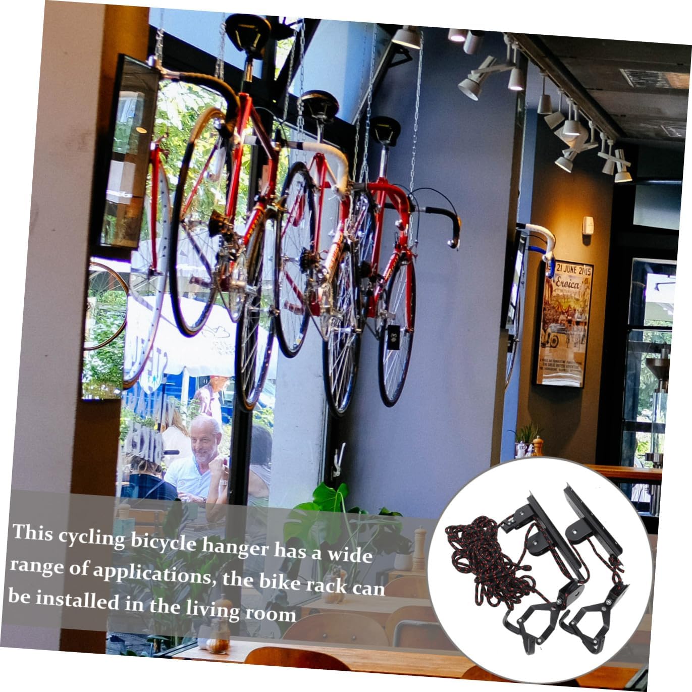 1 Set Wall Mount Bicycle Hanger Ceiling Bike Rack for Garage Storage Heavy Duty Bike Hook Finish