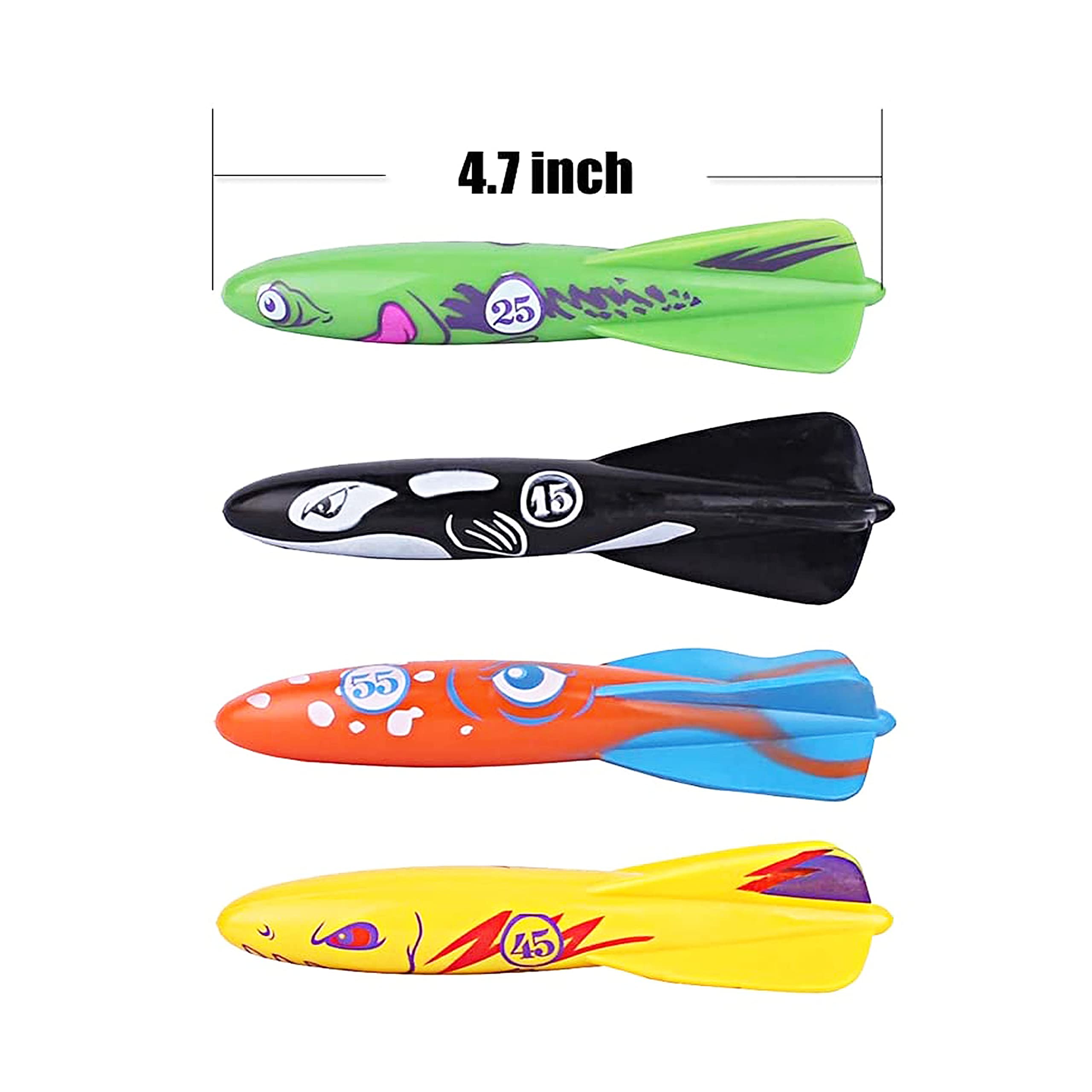 Novelty Place Torpedo Bandits Lot de 8 fusées de plongée – Jeu sous-marin pour enfants et adultes – Motif requin 8 couleurs