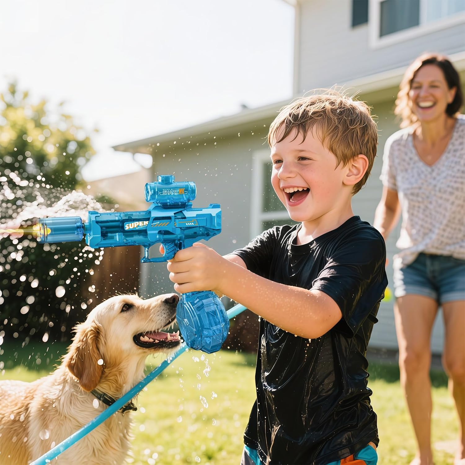 Electric Water Gun for Kids Adults,Water Blaster Squirt Guns with Flashing Muzzle,Range up to 32ft