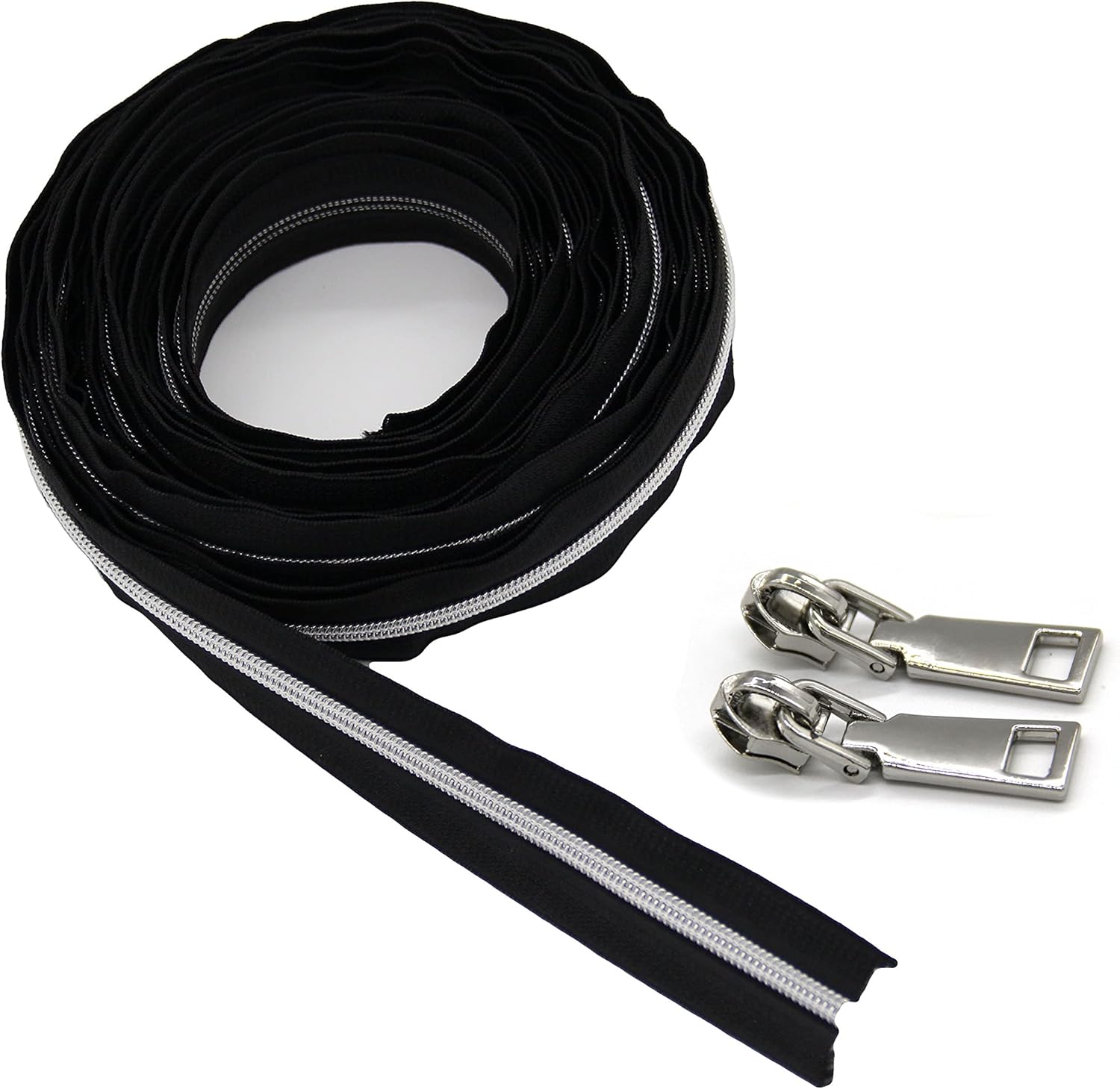 motokano 20PCS #5 Nylon Zippers 10 Yards Sewing Zippers Bulk DIY Zipper Slider-Long Zippers for Tailor Sewing Crafts Bag (BlackTapeGoldenTeeth-GoldenZipper)