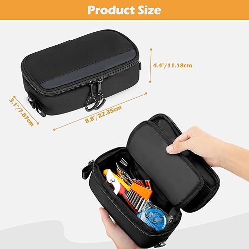 Miniatura 6 de Pequeña bolsa de herramientas portátil de metal con cremallera, organizador EDC de almacenamiento para accesorios, con asa y correa de hombro