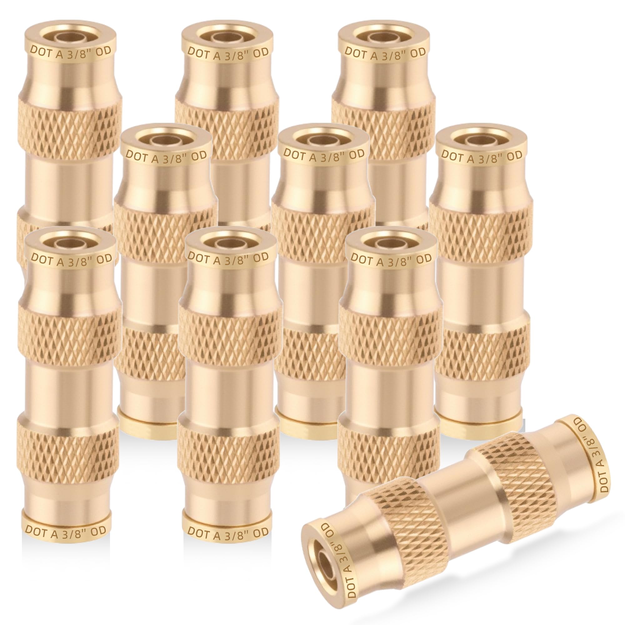 Brass DOT Air Brake Line, 3/8" Quick Push to Connect Union 10PCS