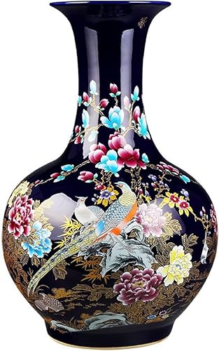 ARZARF Elegante jarrón de porcelana china exquisito porche sala de estar oficina escritorio suelo jarrón antiguo decoración de flores decorativas