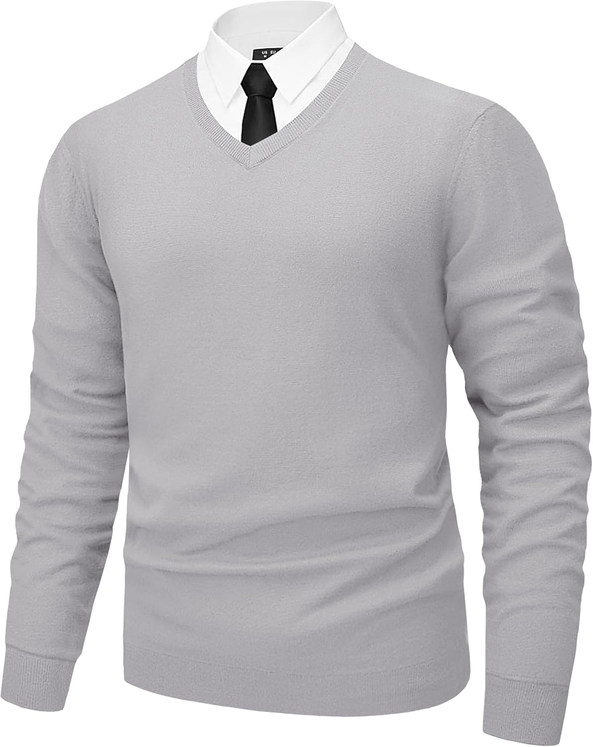 MAGNIVIT Men's V Neck Pullover Light Weight Long Sleeve Knit Soft Fashion Ribbed Sweater