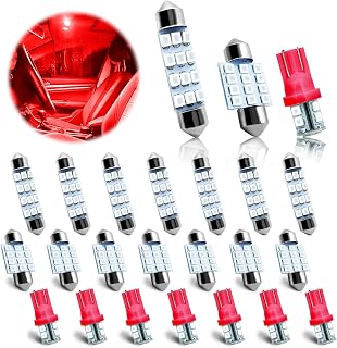 NTNEV 24PCS Red LED Interior Car Bulb Kit - T10 31mm 42mm Dome Map License Plate Lights, Plug & Play for Trucks SUVs