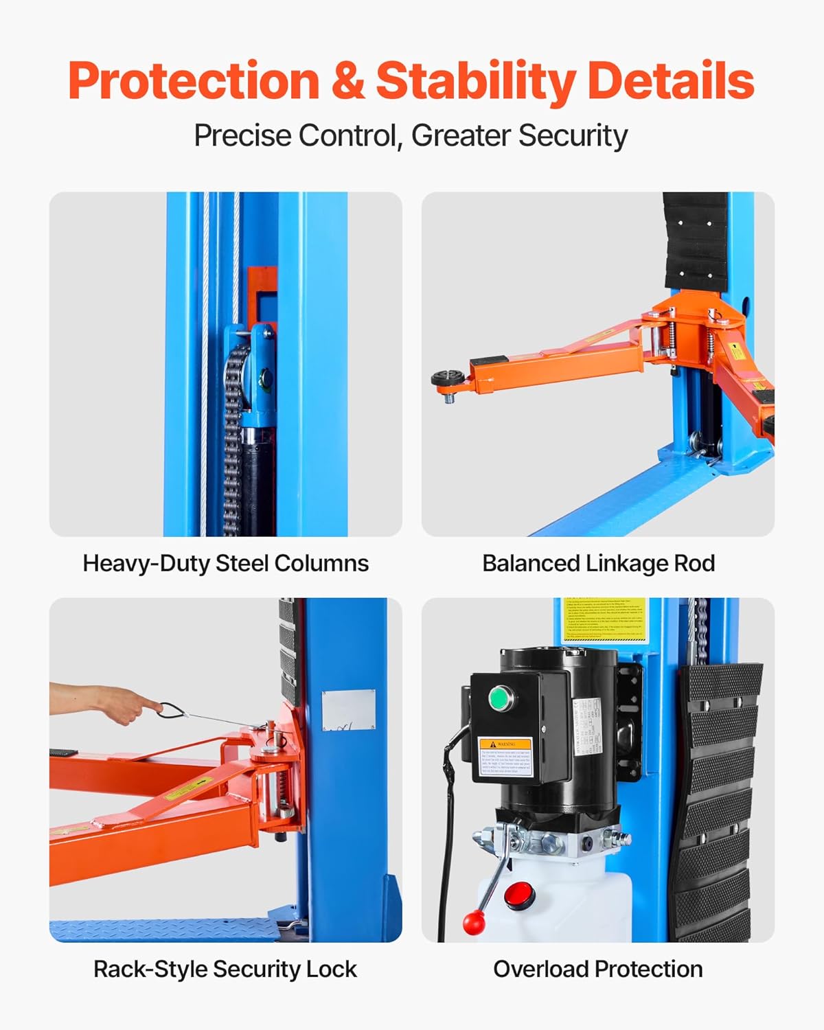 Details of VEVOR 2 Post Car Lift's safety features