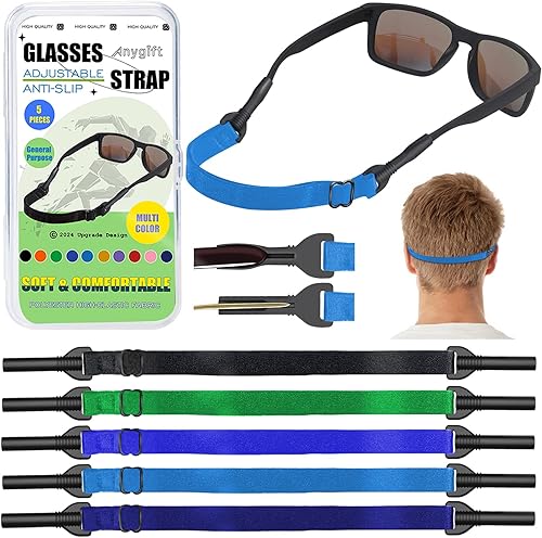 Correa para lentes, 5 unidades, correa ajustable para lentes de sol, para hombres y mujeres, antideslizante para niños, correas de soporte para