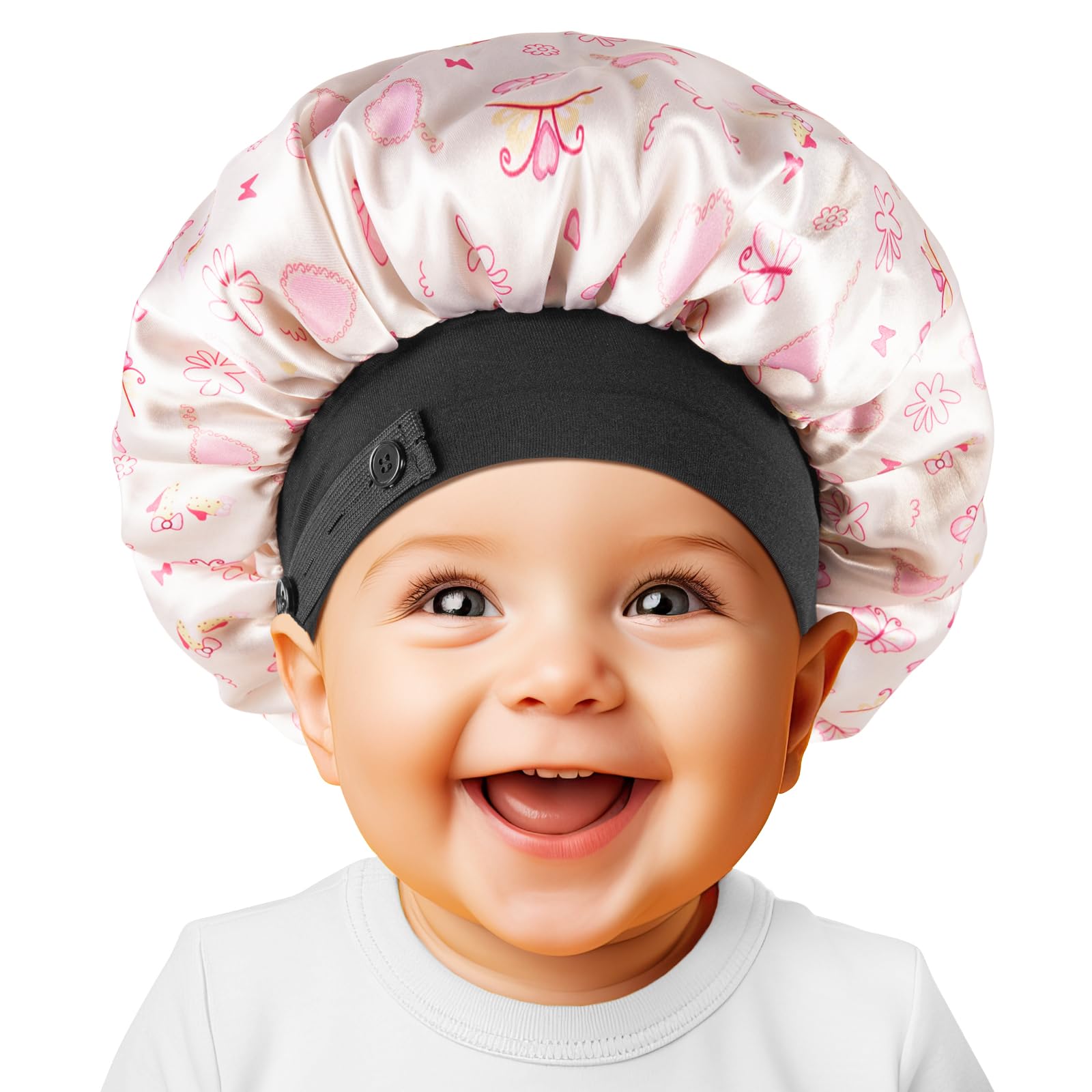 Lolalet Zijdenachtmuts, nachtmuts, 2 stuks, zijden bonnet, nachtmuts van zijde met elastische band, voor meisjes van 5-12 jaar, krullend haar, paars/champagne