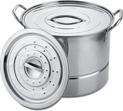 Alpine Cuisine AI14830-8 - Juego de ollas de vapor Alpine Cuisine de 3 piezas, acero inoxidable, 9 cuartos de galón