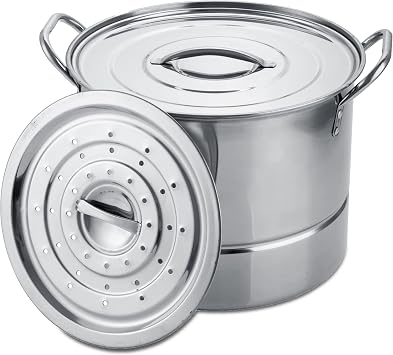 Alpine Cuisine AI14830-8 3 Piece Alpine Cuisine Steamer Pot Set, Stainless Steel, 9-Quart